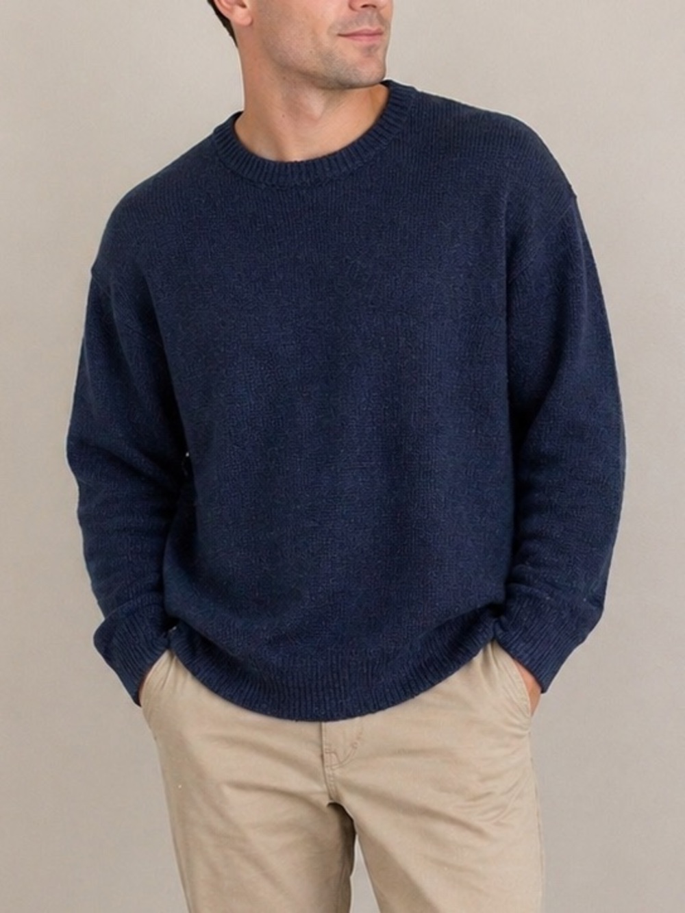 ONLY & SONS Knit Crewneck Sweater Men’s Large Navy Blue Long Sleeve